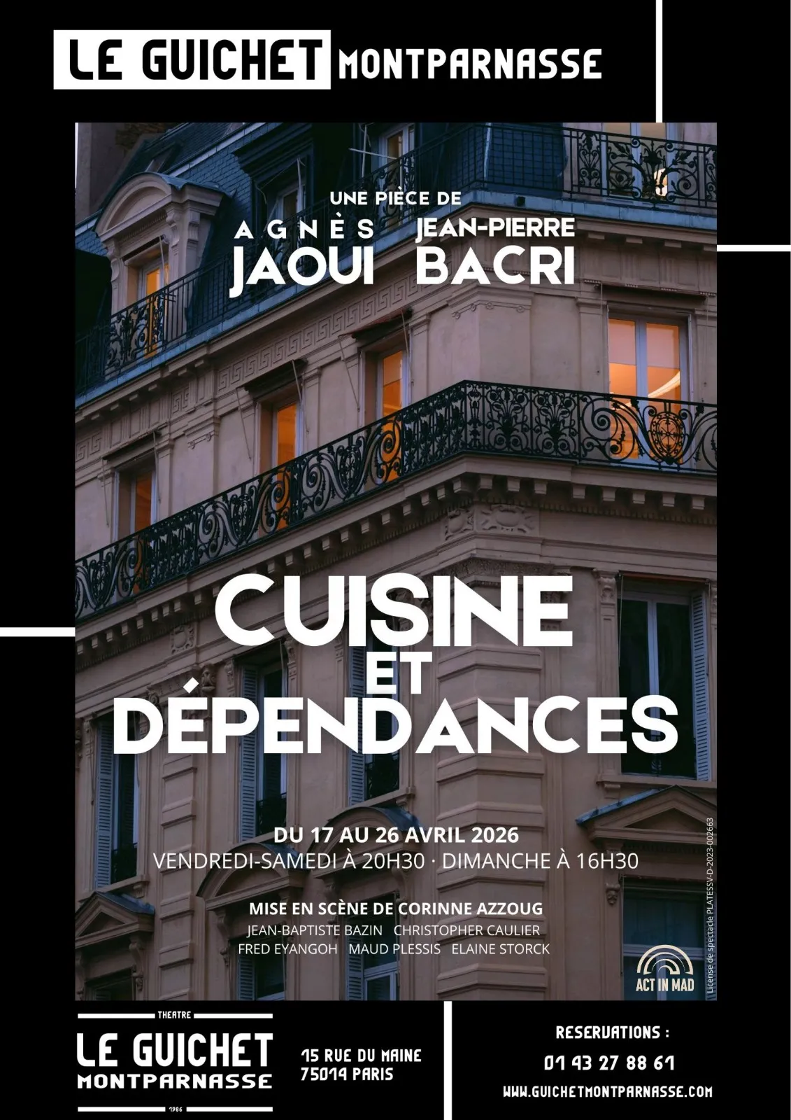 Affiche de la pièce 'Cuisine et dépendances' d'Agnès Jaoui et Jean-Pierre Bacri
