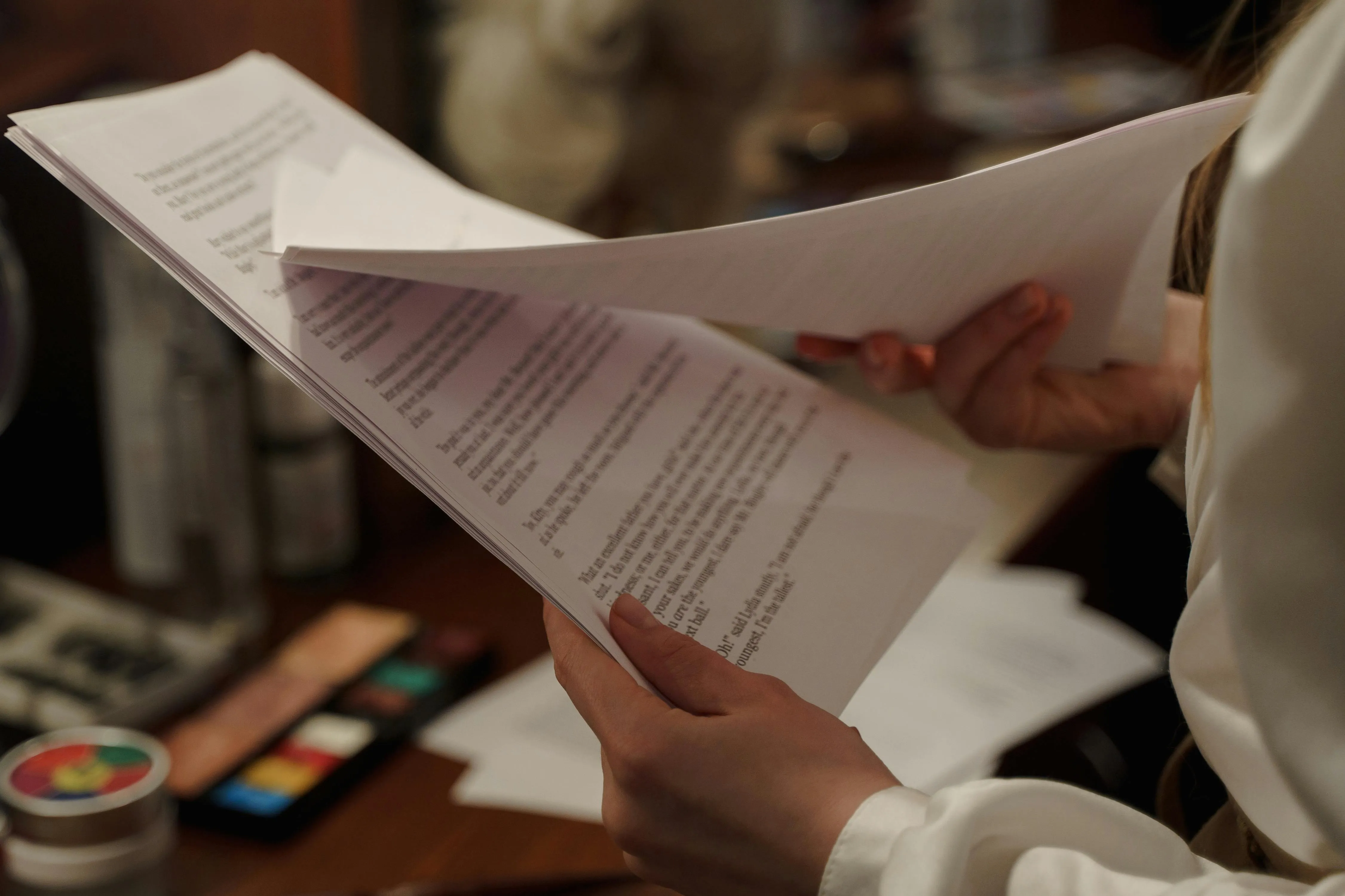 Support papier d'un texte de théâtre